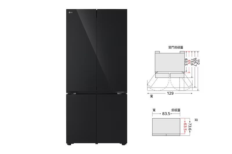 【LG樂金】619公升 智慧變頻四門冰箱｜曜石黑鏡面