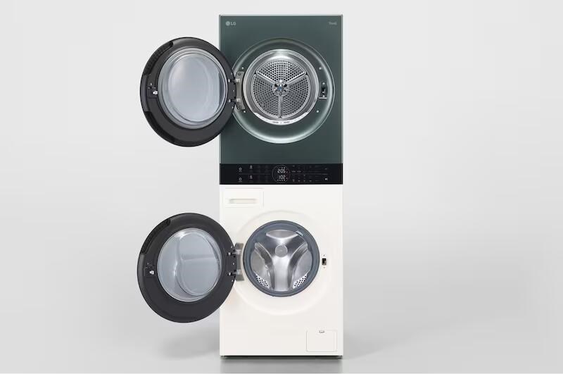 【LG樂金】洗13公斤+乾10公斤 Objet Collection WashTower™ AI 智控洗乾衣機｜熱泵除濕｜石墨綠+雪霧白