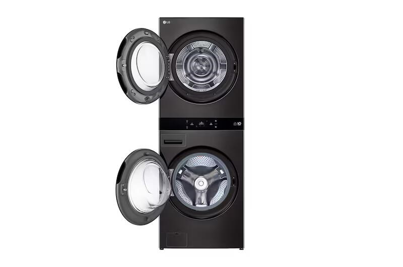 【LG樂金】洗22公斤+乾20公斤 WashTower™ AI 智控洗乾衣機第二代｜熱泵除濕｜尊爵黑